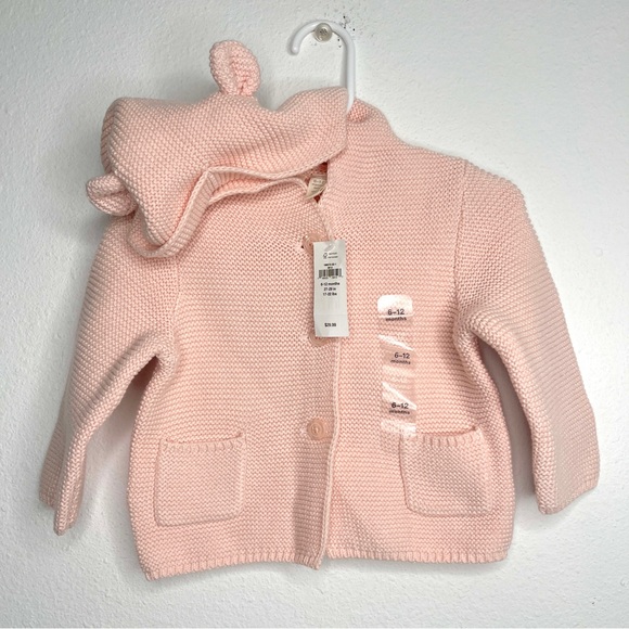 baby gap new with tags pink bear hoodie sweater jacket - Picture 1 of 1